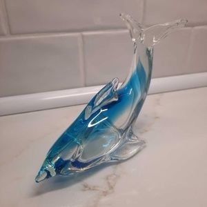 BEAUTIFUL BLUE GLASS DOLPHIN IN MINT CONDITION!